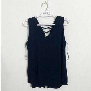 Sleeveless Lace up Back Workout Tee